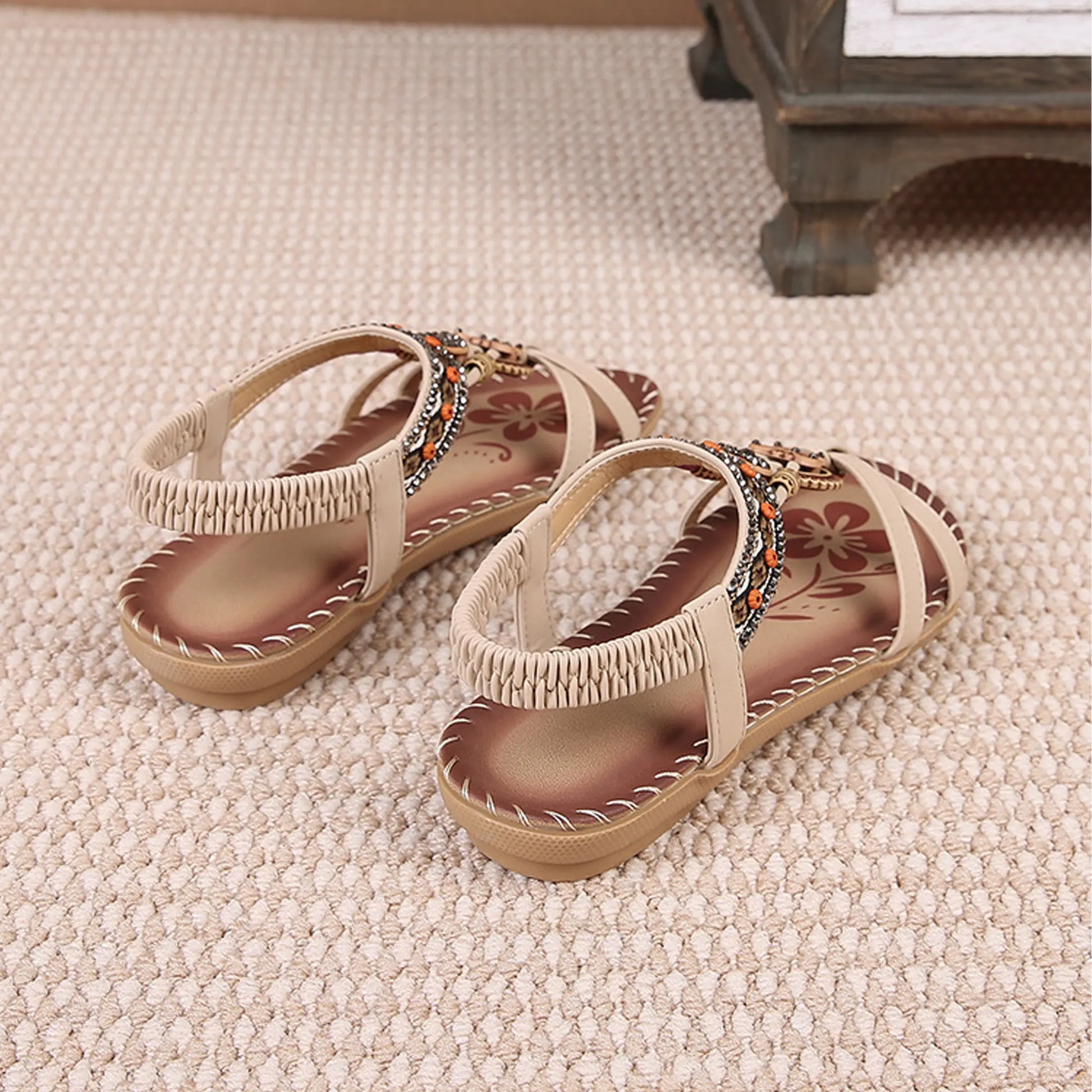 Women'S Floral Print Summer Sandals Bohemian Style Summer Vacation Sandals Springfresh Footwear Decor Summer Vibes