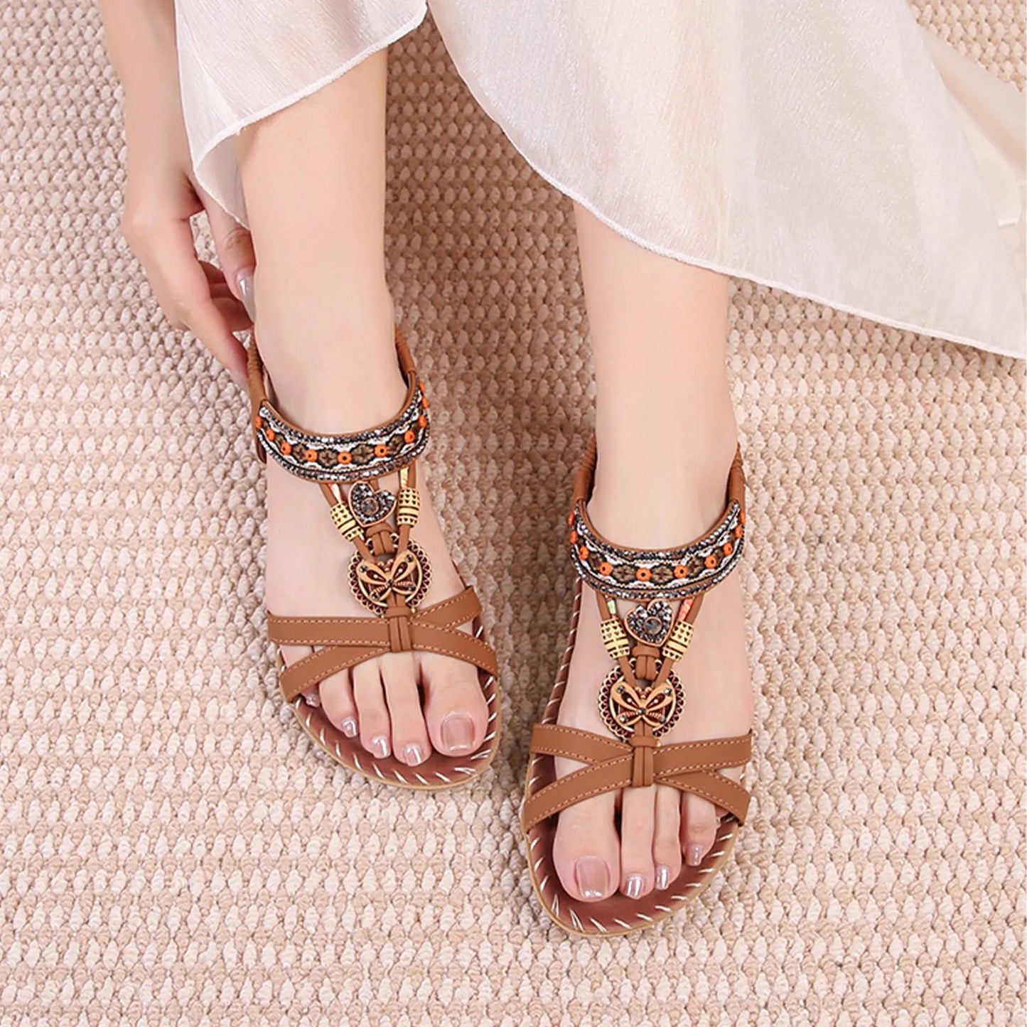 Women'S Floral Print Summer Sandals Bohemian Style Summer Vacation Sandals Springfresh Footwear Decor Summer Vibes